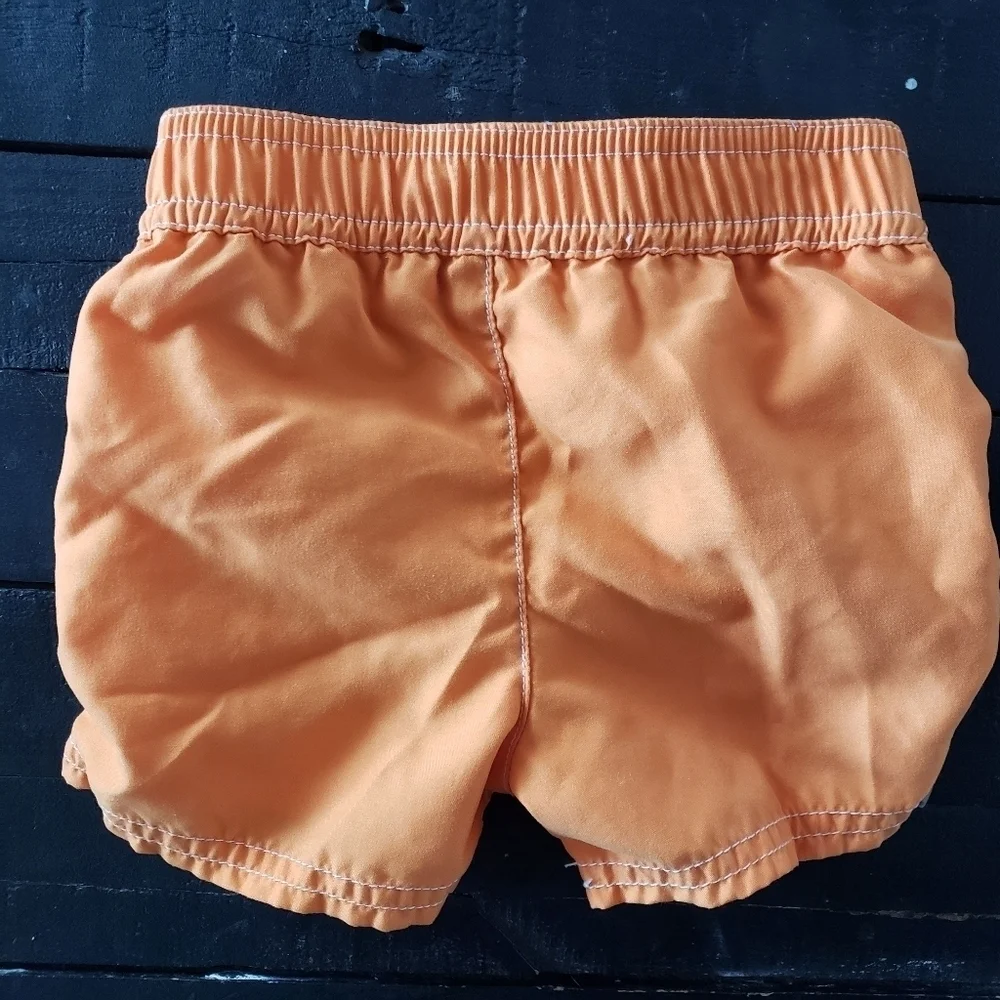 Baby Boy 3-6 Months Swim Trunks Orange Brown Blue Tropical Leaf Swimming Suit